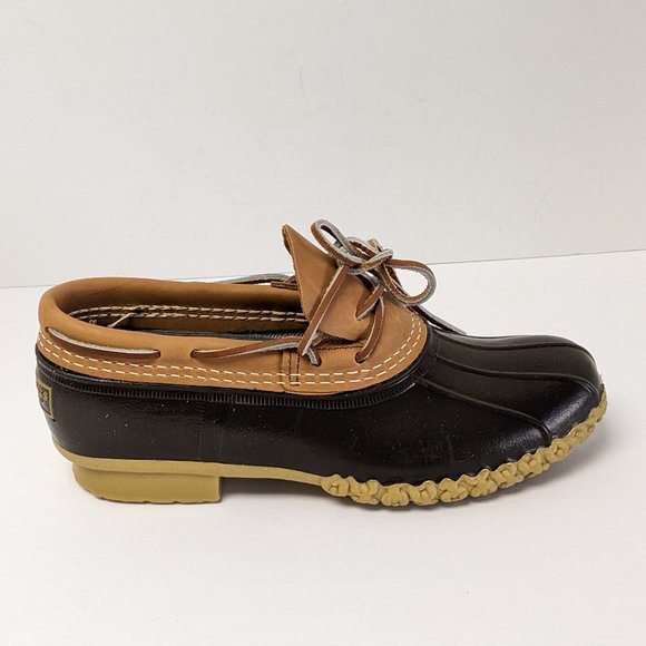 L.L. Bean Low Bean Duck Boots, Tan/Navy, Women's 9 Narrow (2A) - Picture 2 of 6